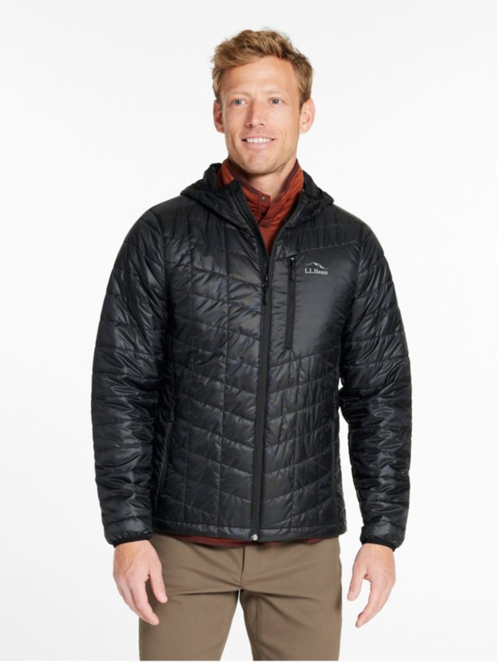 L.L. Bean Men's PrimaLoft Packaway Hooded Jacket Black XXL Tall